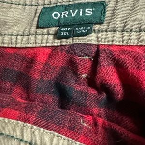 Orvis mens “flannel” lined pants size‎ 40x30. Refer to measurements